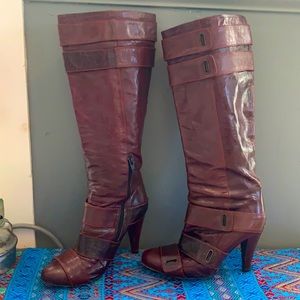 Miss Sixty knee high oxblood red women’s boots